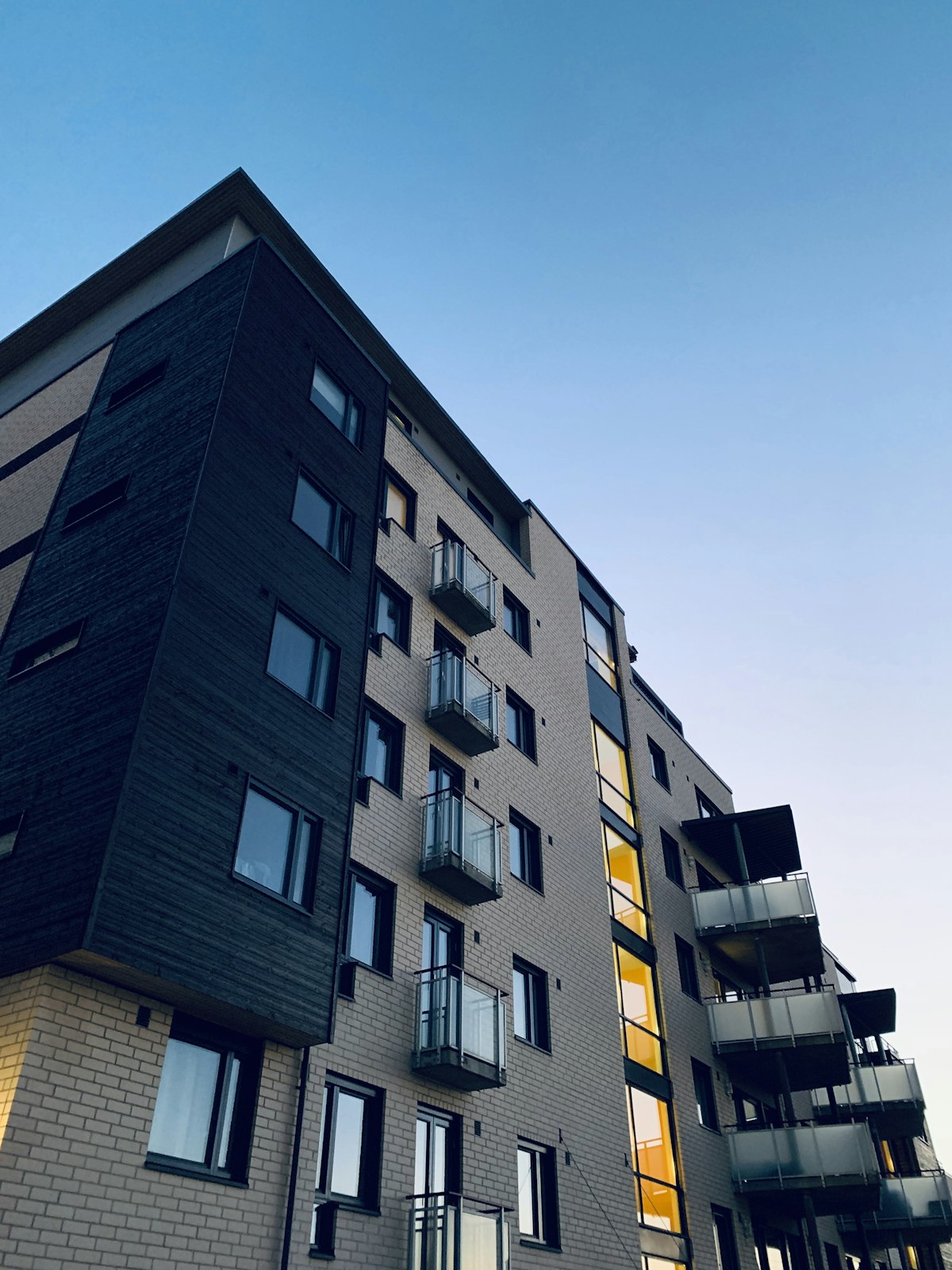 Modern apartment building with balconies